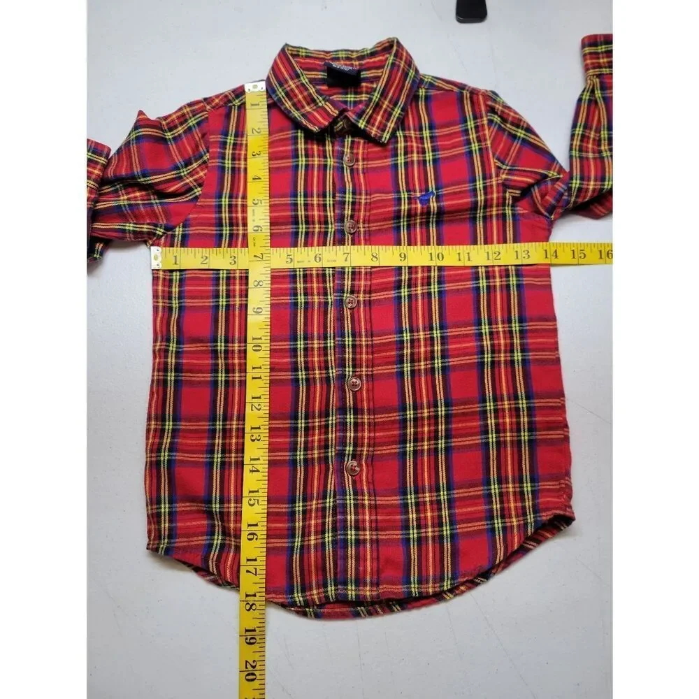 Wrangler Flannel Kids' Red Plaid Button-Up Shirt Boys Toddler Size 5T